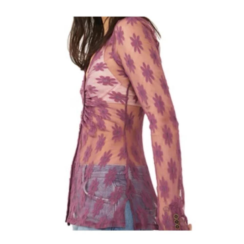 Free People Eggplant Purple Lace Tunic Top Size XL Festival Y2K Style - Picture 2 of 14